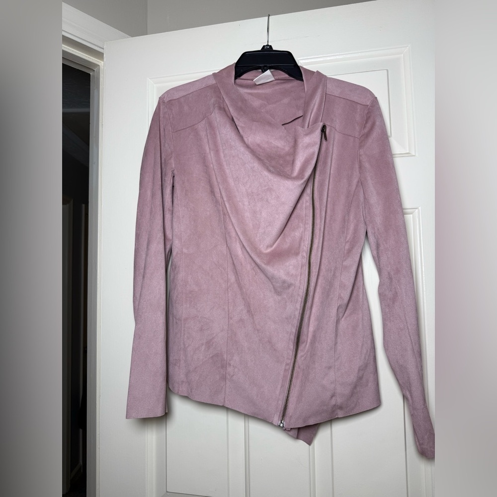 Mote Women's Lightweight Soft Faux Suede Zip Up Drape Jacket